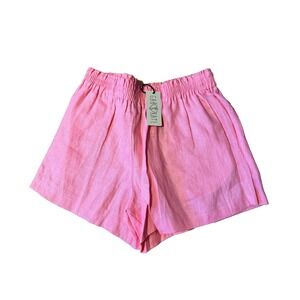 Mixology Gab & Kate Dune 100% Linen Shorts Pink Sz L Pockets Pullon Elastic